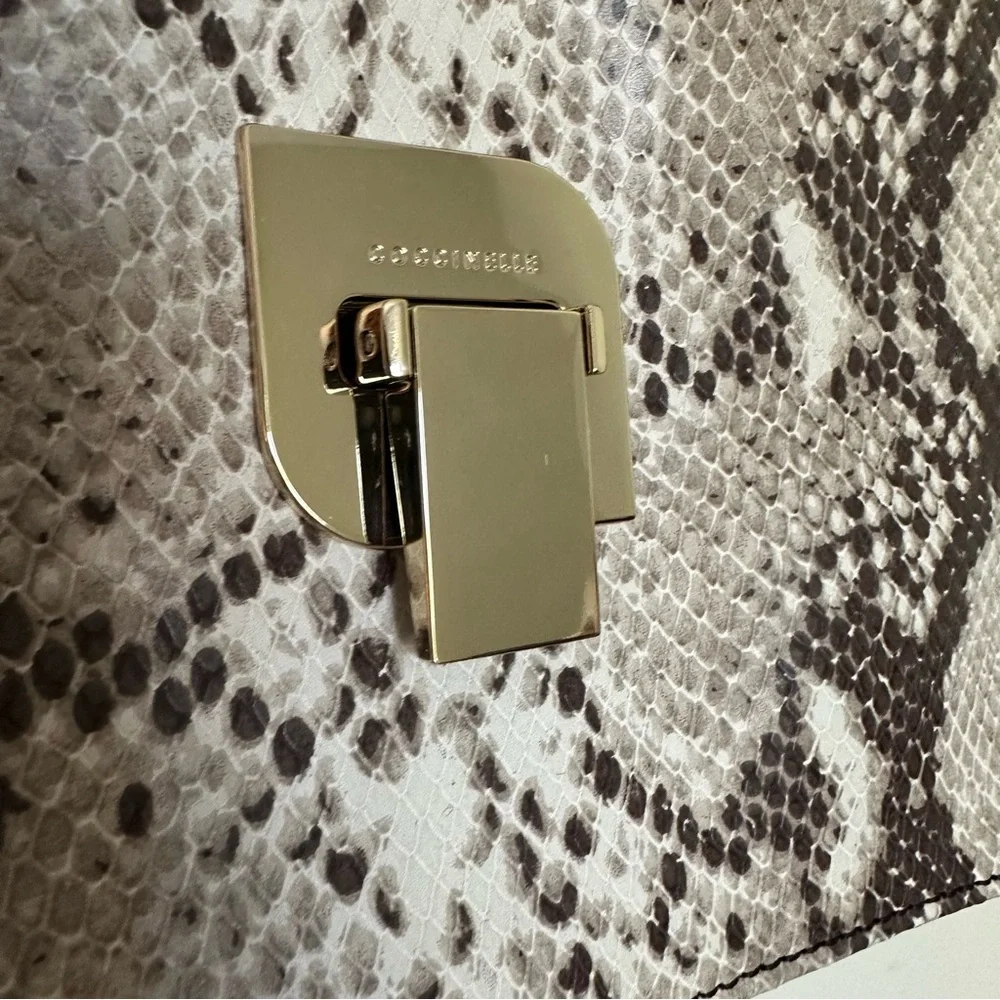 NWOT. Coccinelle Gray Snakeskin Crossbody Bag with Gold Hardware. Leather. - Picture 8 of 10